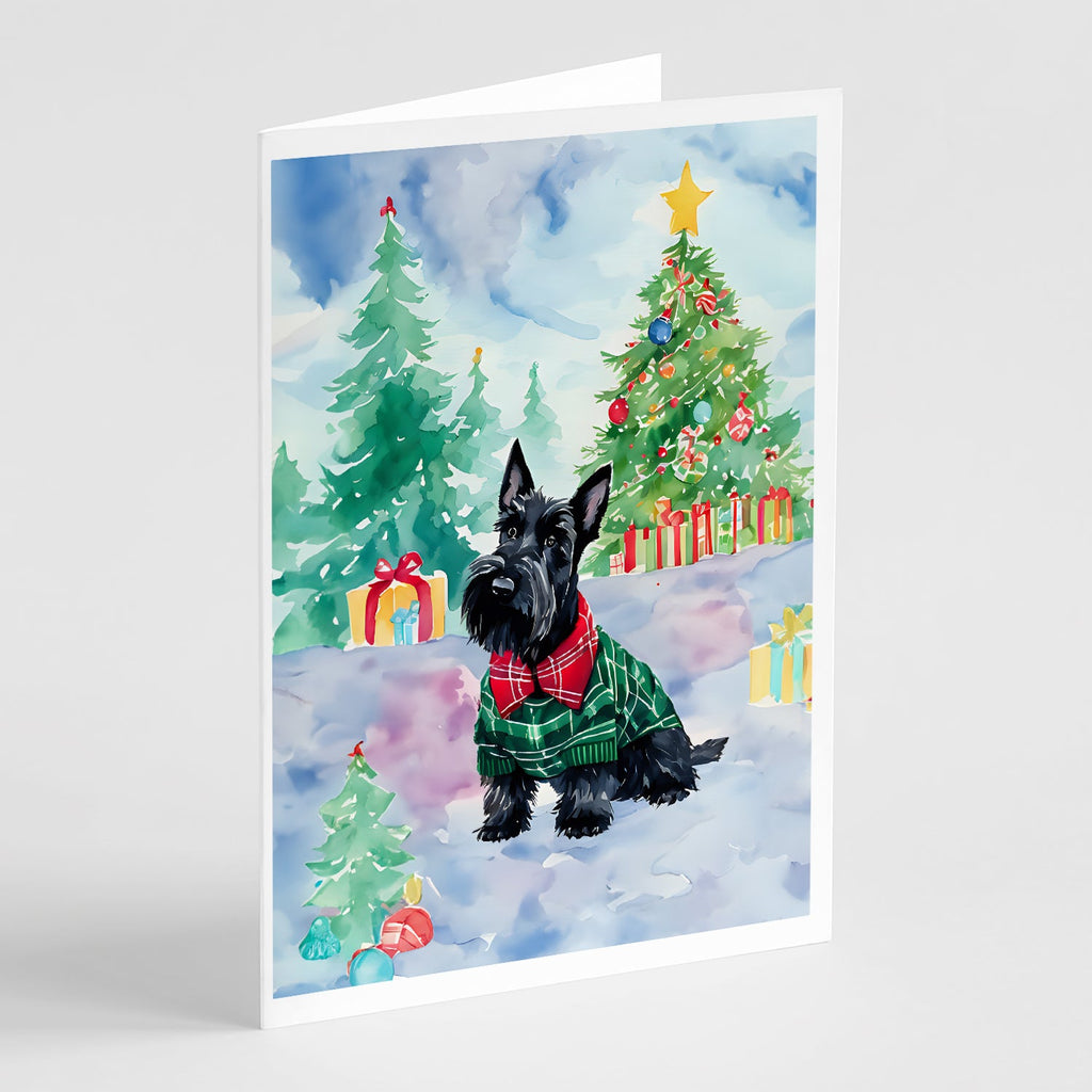 Scottish Terrier Christmas Greeting Cards Pack of 8 Blank Cards with Envelopes Whimsical A7 Size 5x7
