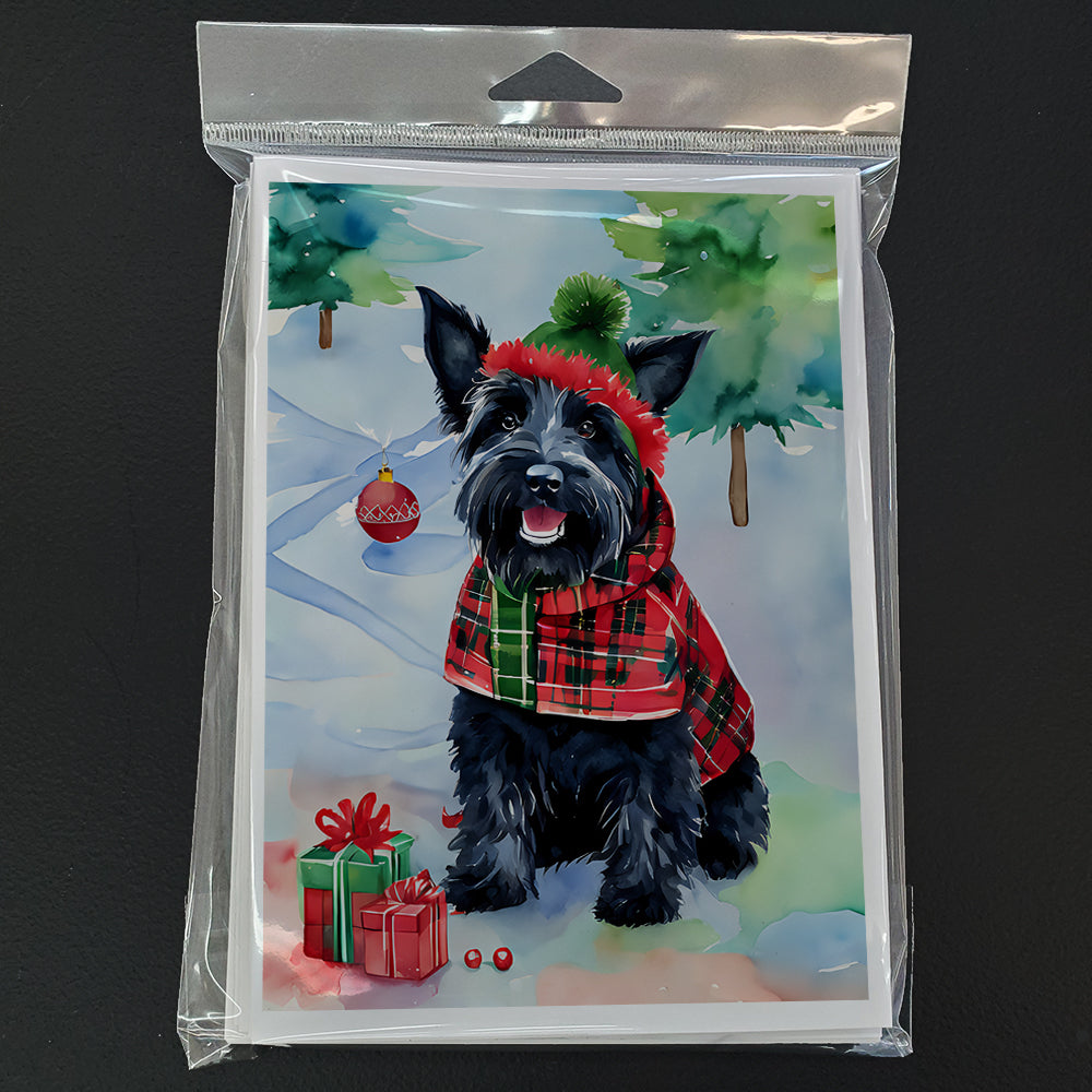 Scottish Terrier Christmas Greeting Cards Pack of 8 Blank Cards with Envelopes Whimsical A7 Size 5x7