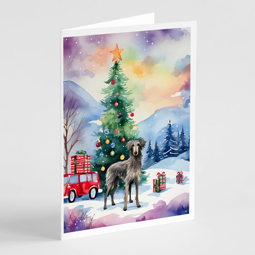 Scottish Deerhound Christmas Greeting Cards Pack of 8 Blank Cards with Envelopes Whimsical A7 Size 5x7