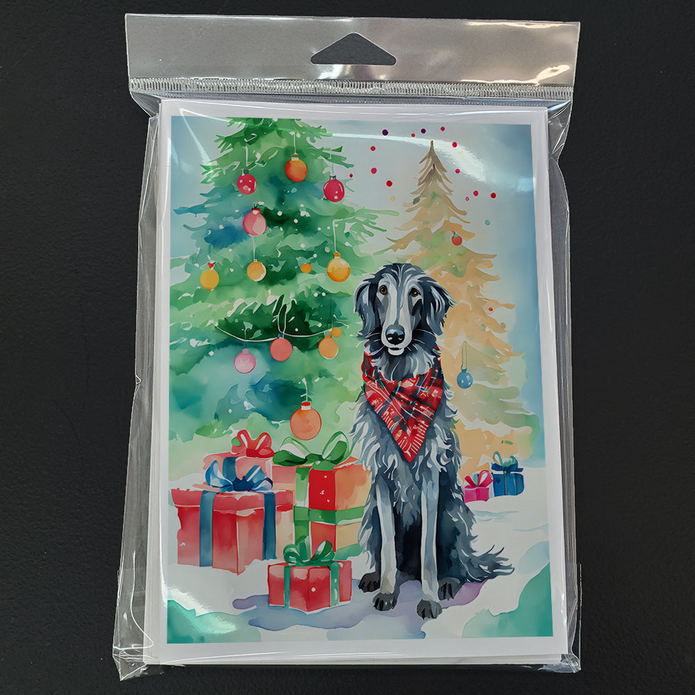 Scottish Deerhound Christmas Greeting Cards Pack of 8 Blank Cards with Envelopes Whimsical A7 Size 5x7