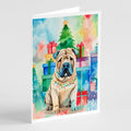 Shar Pei Christmas Greeting Cards Pack of 8 Blank Cards with Envelopes Whimsical A7 Size 5x7