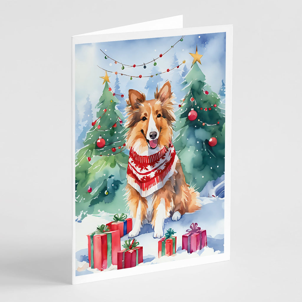 Sheltie Christmas Greeting Cards Pack of 8 Blank Cards with Envelopes Whimsical A7 Size 5x7