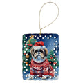 Shih Tzu Christmas Porcelain Ornament Christmas Tree Hanging Decorations for Home Christmas Holiday, Rectangle, Gift, Multicolor