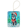 Siberian Husky Christmas Porcelain Ornament Christmas Tree Hanging Decorations for Home Christmas Holiday, Rectangle, Gift, Multicolor