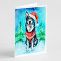 Siberian Husky Christmas Greeting Cards Pack of 8 Blank Cards with Envelopes Whimsical A7 Size 5x7