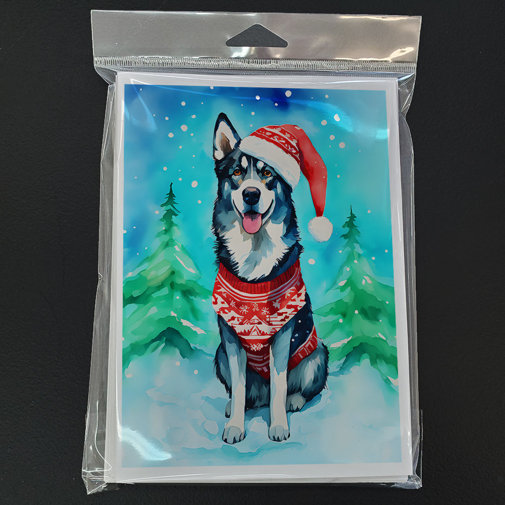 Siberian Husky Christmas Greeting Cards Pack of 8 Blank Cards with Envelopes Whimsical A7 Size 5x7