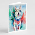 Siberian Husky Christmas Greeting Cards Pack of 8 Blank Cards with Envelopes Whimsical A7 Size 5x7