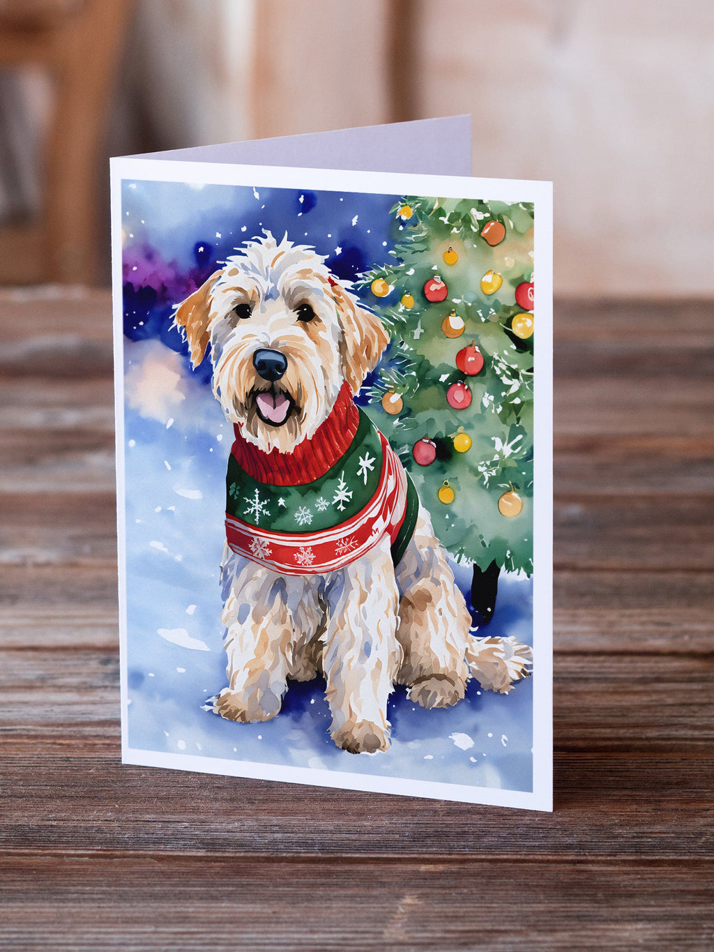 Wheaten Terrier Christmas Greeting Cards Pack of 8 Blank Cards with Envelopes Whimsical A7 Size 5x7