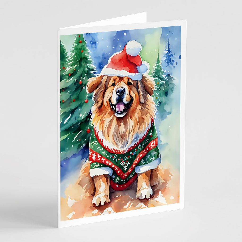 Tibetan Mastiff Christmas Greeting Cards Pack of 8 Blank Cards with Envelopes Whimsical A7 Size 5x7
