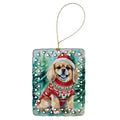 Tibetan Spaniel Christmas Porcelain Ornament Christmas Tree Hanging Decorations for Home Christmas Holiday, Rectangle, Gift, Multicolor