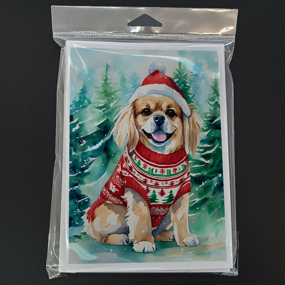 Tibetan Spaniel Christmas Greeting Cards Pack of 8 Blank Cards with Envelopes Whimsical A7 Size 5x7