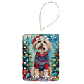 Tibetan Terrier Christmas Porcelain Ornament Christmas Tree Hanging Decorations for Home Christmas Holiday, Rectangle, Gift, Multicolor