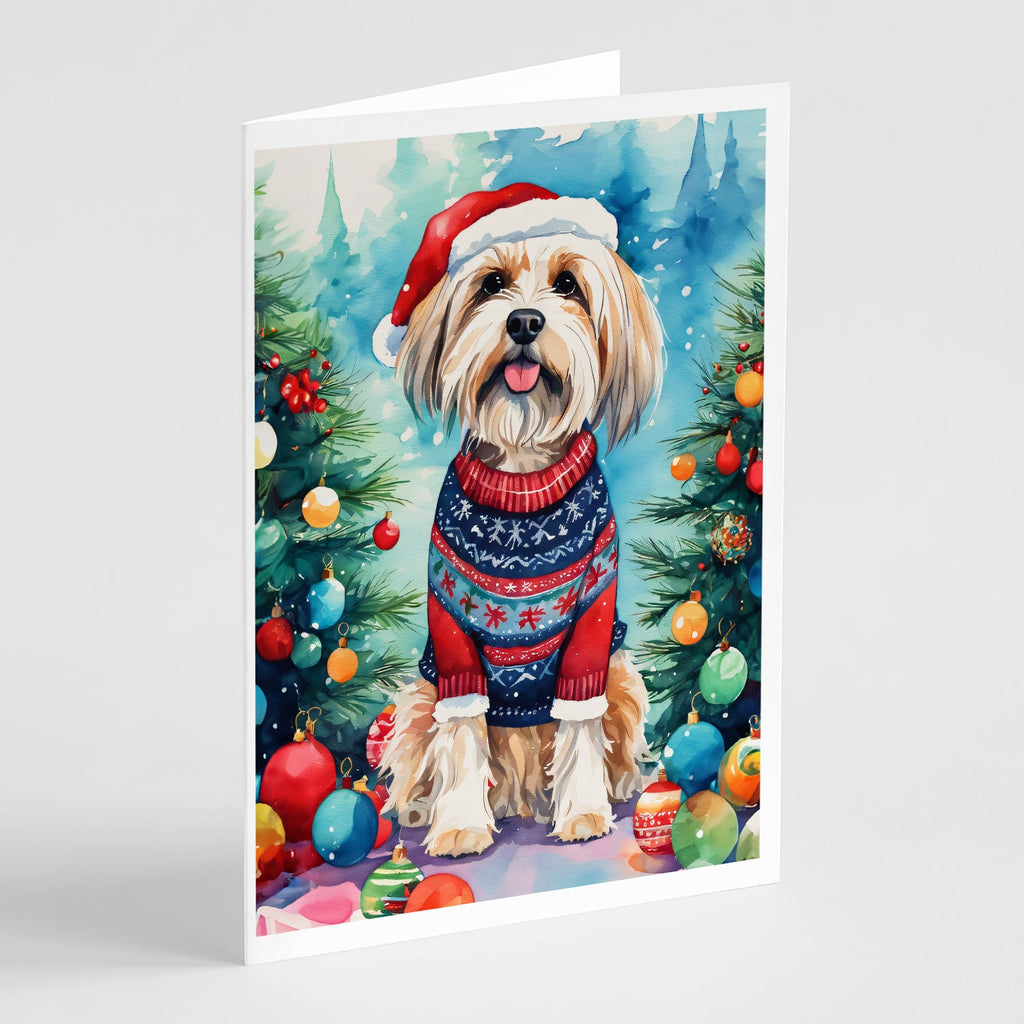 Tibetan Terrier Christmas Greeting Cards Pack of 8 Blank Cards with Envelopes Whimsical A7 Size 5x7