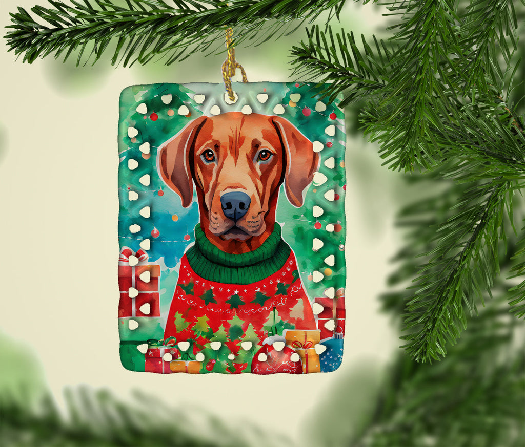 Vizsla Christmas Porcelain Ornament Christmas Tree Hanging Decorations for Home Christmas Holiday, Rectangle, Gift, Multicolor