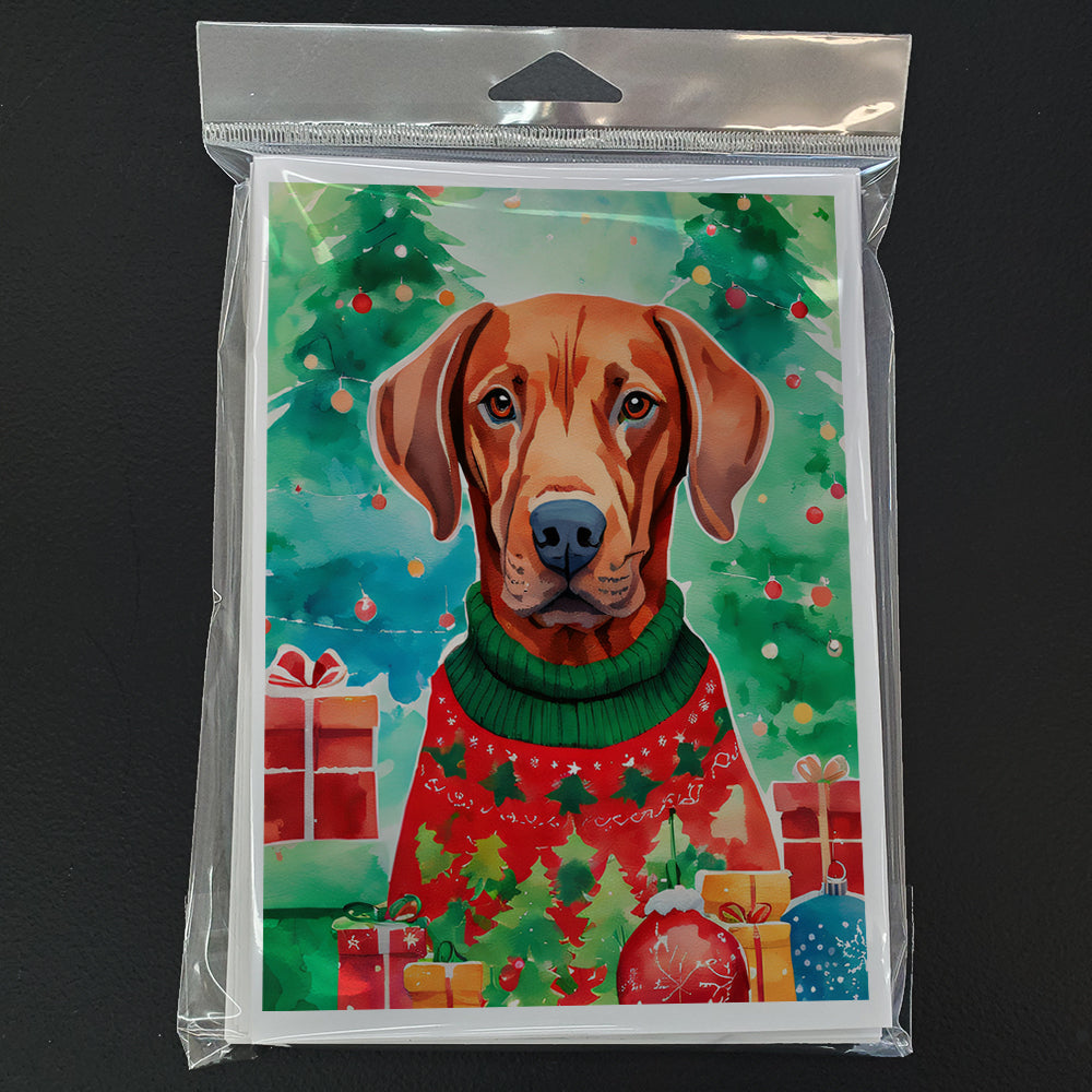 Vizsla Christmas Greeting Cards Pack of 8 Blank Cards with Envelopes Whimsical A7 Size 5x7
