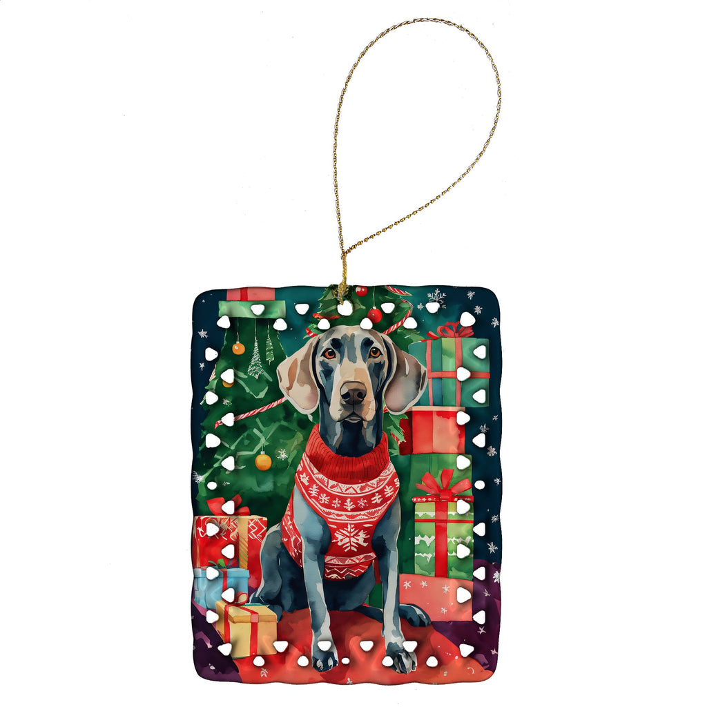 Weimaraner Christmas Porcelain Ornament Christmas Tree Hanging Decorations for Home Christmas Holiday, Rectangle, Gift, Multicolor