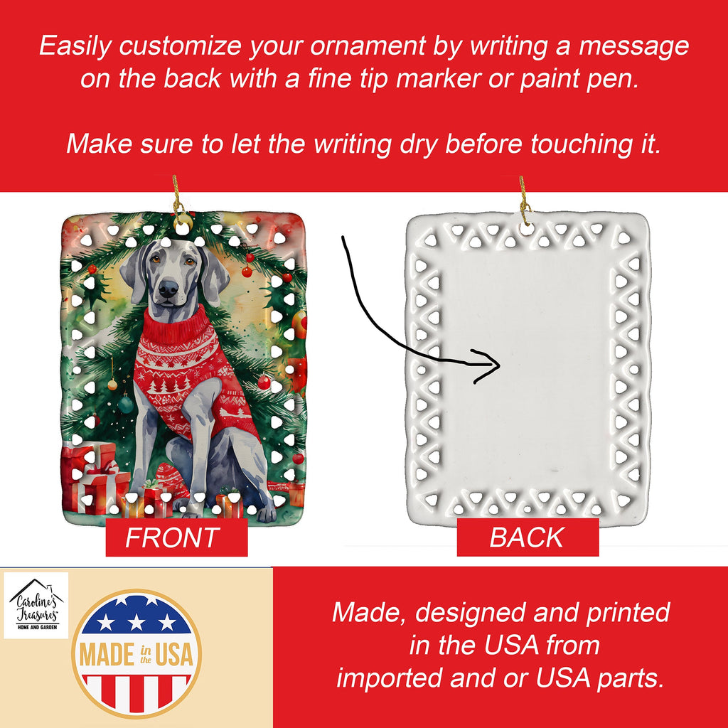 Weimaraner Christmas Porcelain Ornament Christmas Tree Hanging Decorations for Home Christmas Holiday, Rectangle, Gift, Multicolor