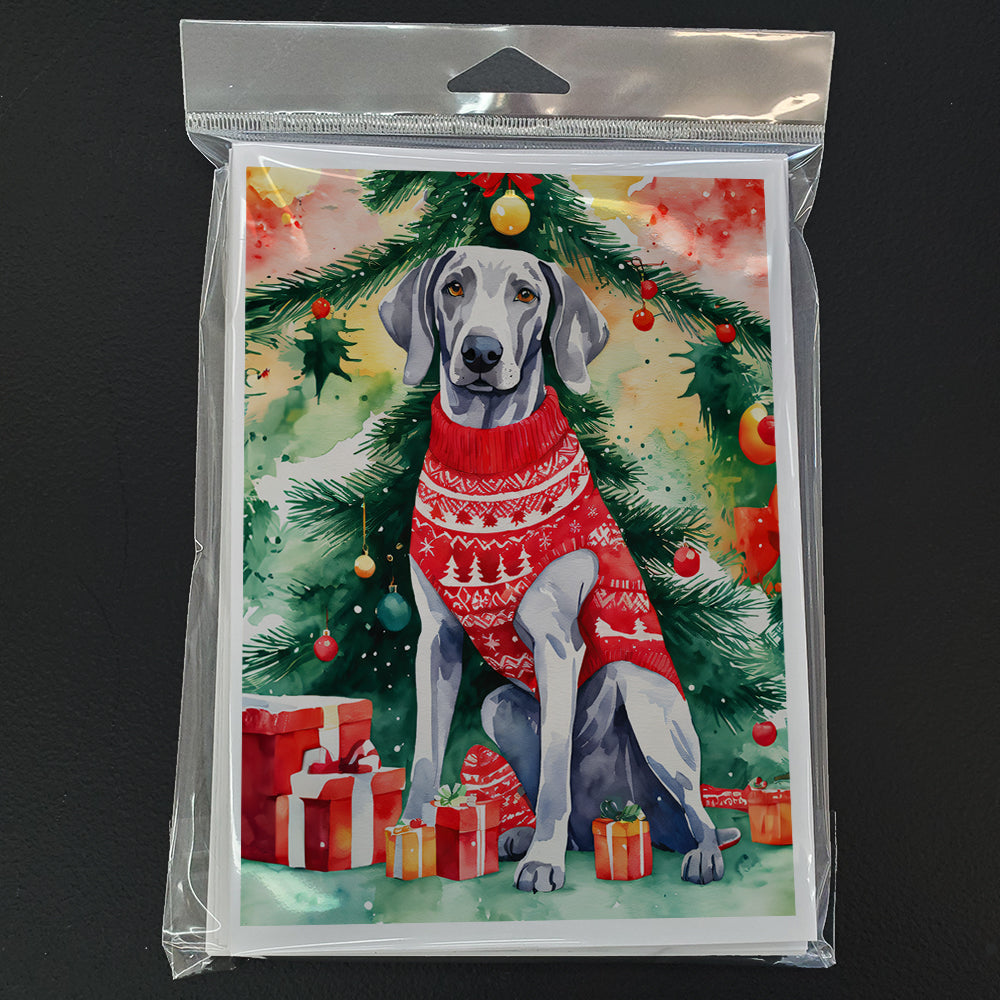 Weimaraner Christmas Greeting Cards Pack of 8 Blank Cards with Envelopes Whimsical A7 Size 5x7