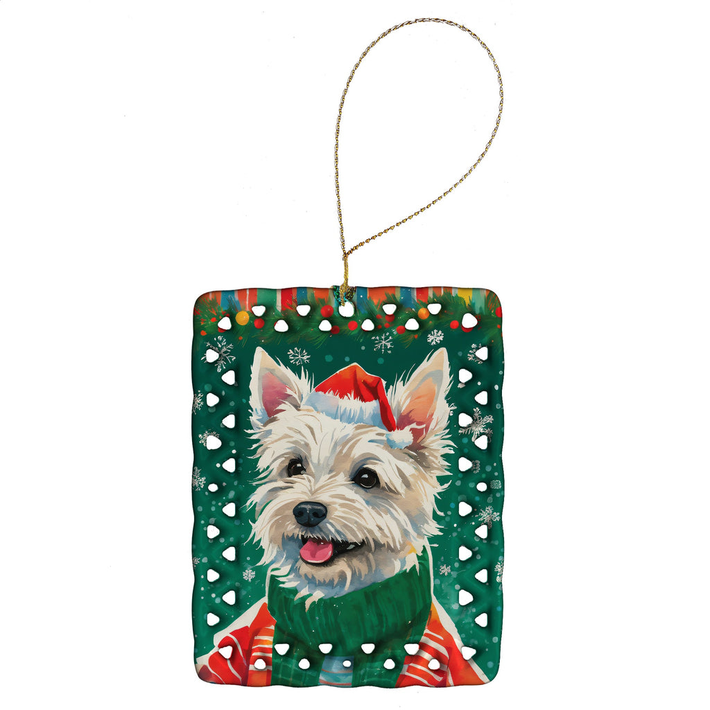 Westie Christmas Porcelain Ornament Christmas Tree Hanging Decorations for Home Christmas Holiday, Rectangle, Gift, Multicolor