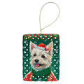 Westie Christmas Porcelain Ornament Christmas Tree Hanging Decorations for Home Christmas Holiday, Rectangle, Gift, Multicolor