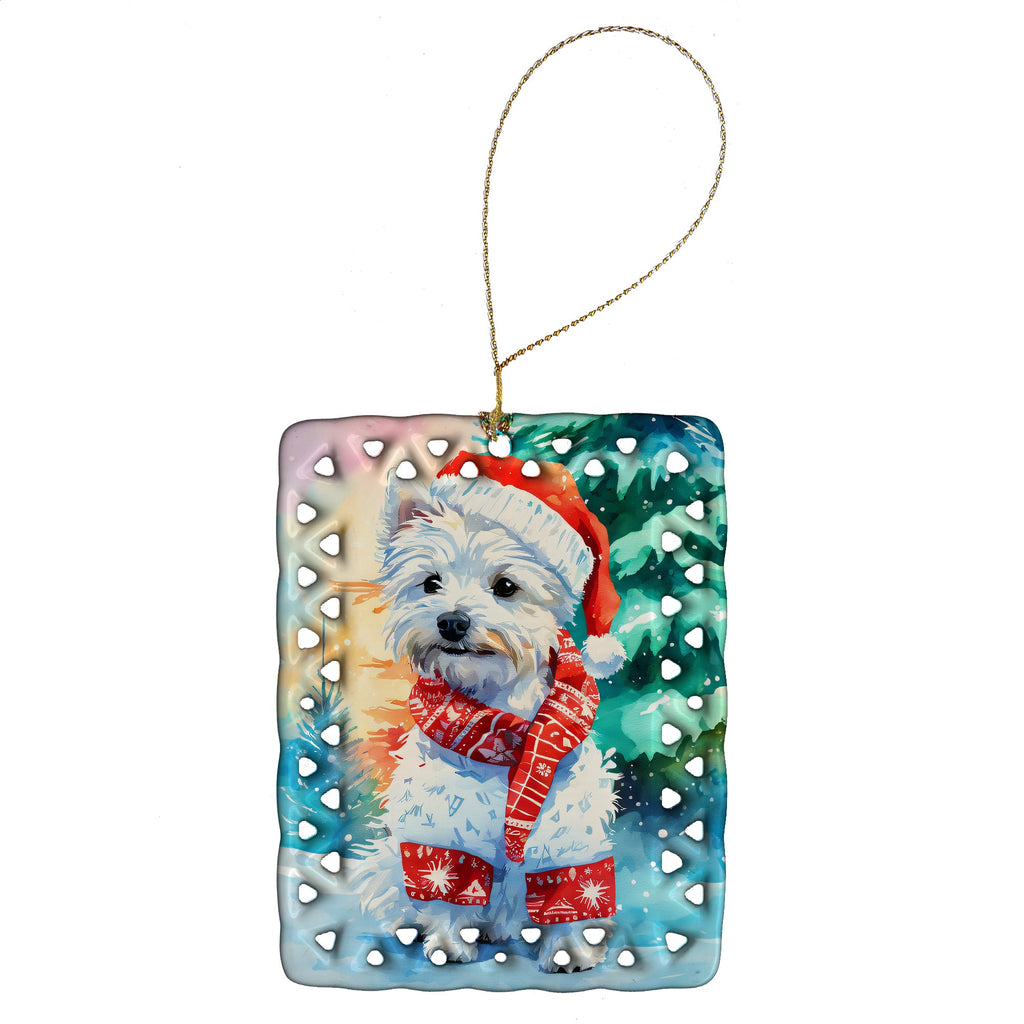 Westie Christmas Porcelain Ornament Christmas Tree Hanging Decorations for Home Christmas Holiday, Rectangle, Gift, Multicolor