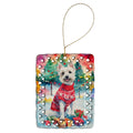 Westie Christmas Porcelain Ornament Christmas Tree Hanging Decorations for Home Christmas Holiday, Rectangle, Gift, Multicolor