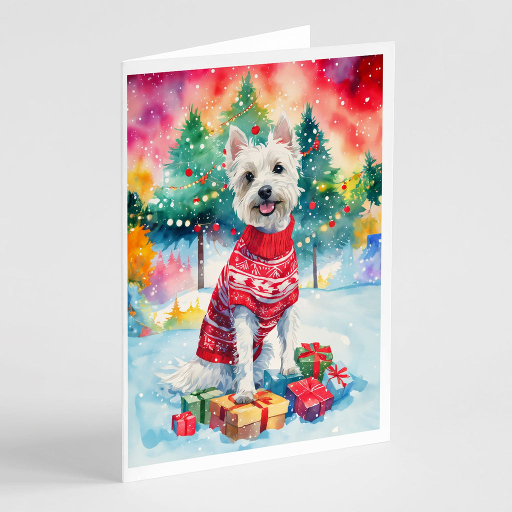 Westie Christmas Greeting Cards Pack of 8 Blank Cards with Envelopes Whimsical A7 Size 5x7