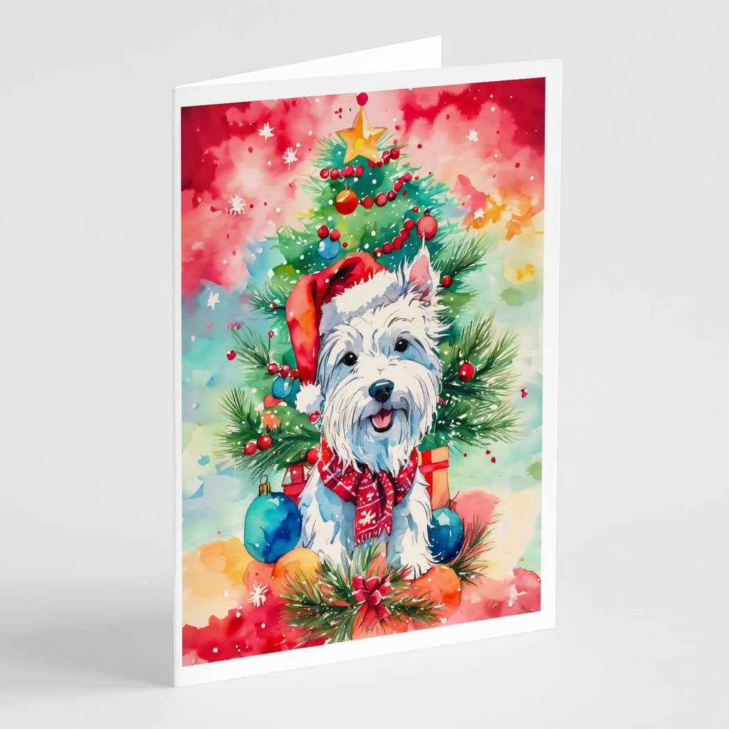 Westie Christmas Greeting Cards Pack of 8 Blank Cards with Envelopes Whimsical A7 Size 5x7