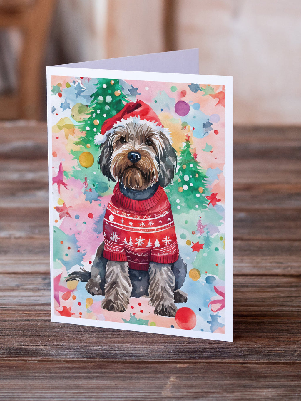 Wirehaired Pointing Griffon Christmas Greeting Cards Pack of 8 Blank Cards with Envelopes Whimsical A7 Size 5x7