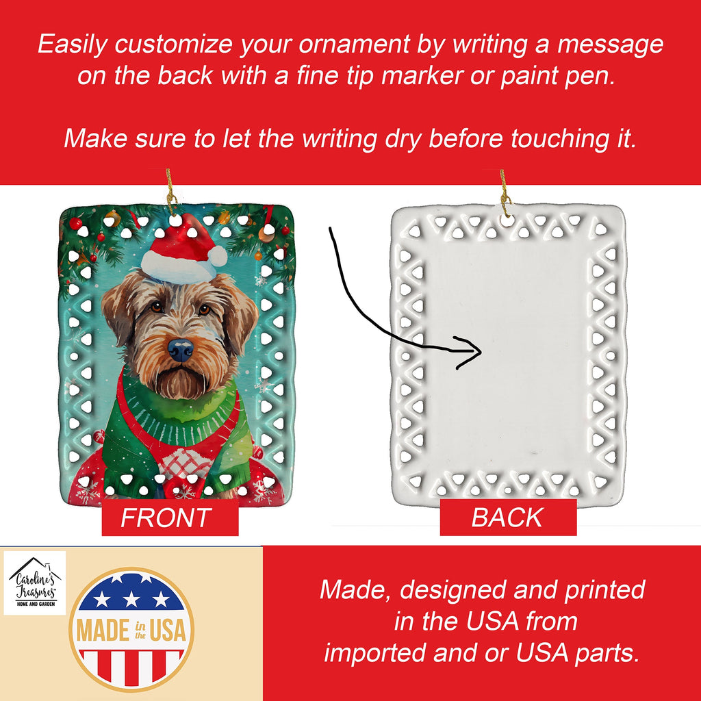 Wirehaired Pointing Griffon Christmas Porcelain Ornament Christmas Tree Hanging Decorations for Home Christmas Holiday, Rectangle, Gift, Multicolor