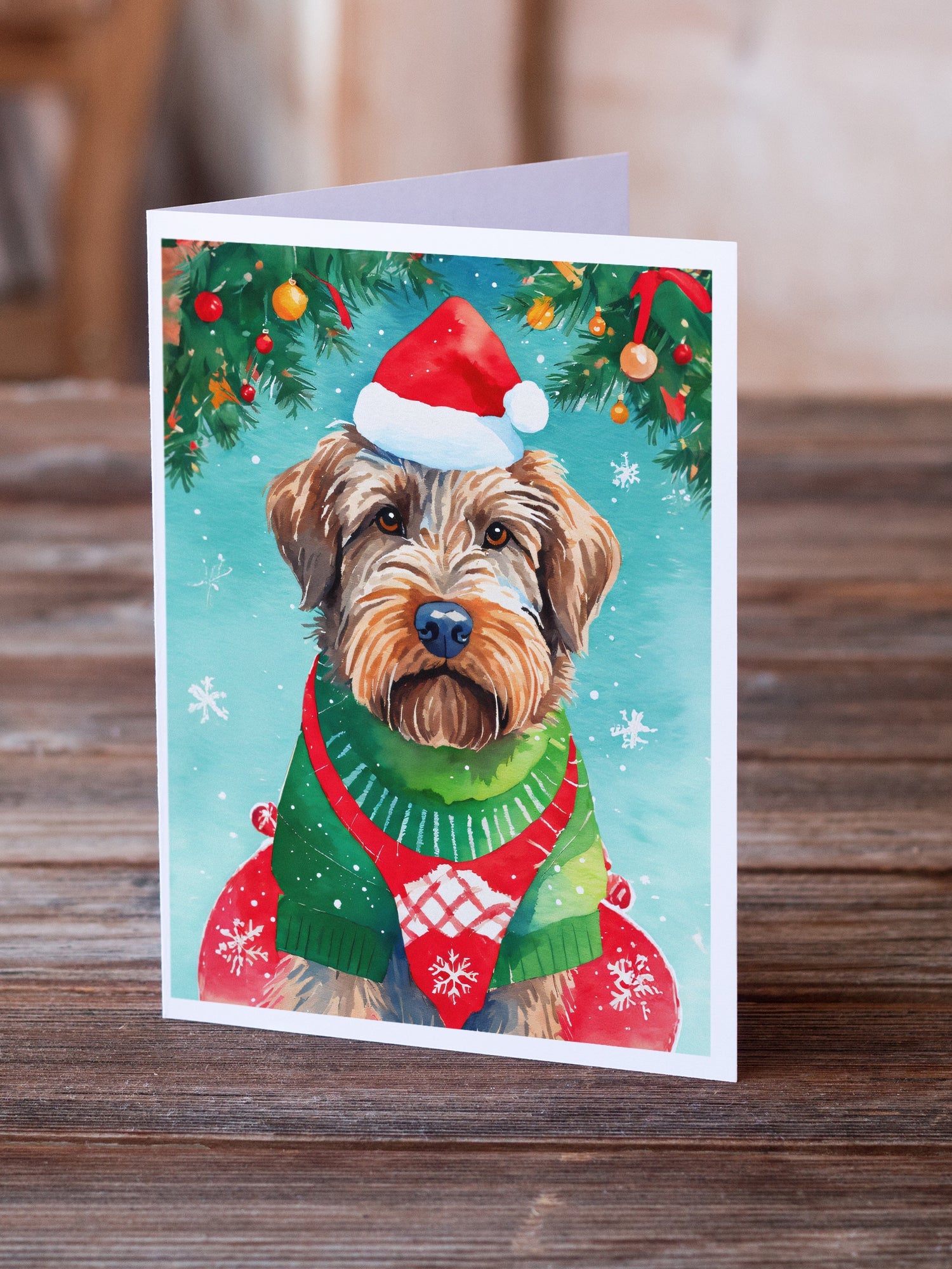 Wirehaired Pointing Griffon Christmas Greeting Cards Pack of 8 Blank Cards with Envelopes Whimsical A7 Size 5x7