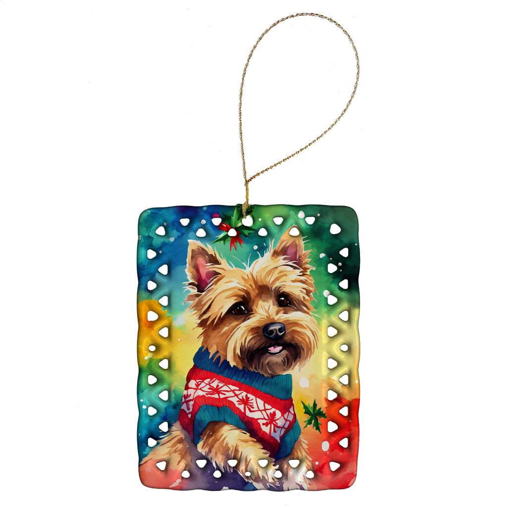 Yorkshire Terrier Yorkie Christmas Porcelain Ornament Christmas Tree Hanging Decorations for Home Christmas Holiday, Rectangle, Gift, Multicolor