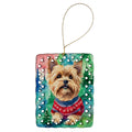 Yorkshire Terrier Yorkie Christmas Porcelain Ornament Christmas Tree Hanging Decorations for Home Christmas Holiday, Rectangle, Gift, Multicolor