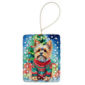 Yorkshire Terrier Yorkie Christmas Porcelain Ornament Christmas Tree Hanging Decorations for Home Christmas Holiday, Rectangle, Gift, Multicolor