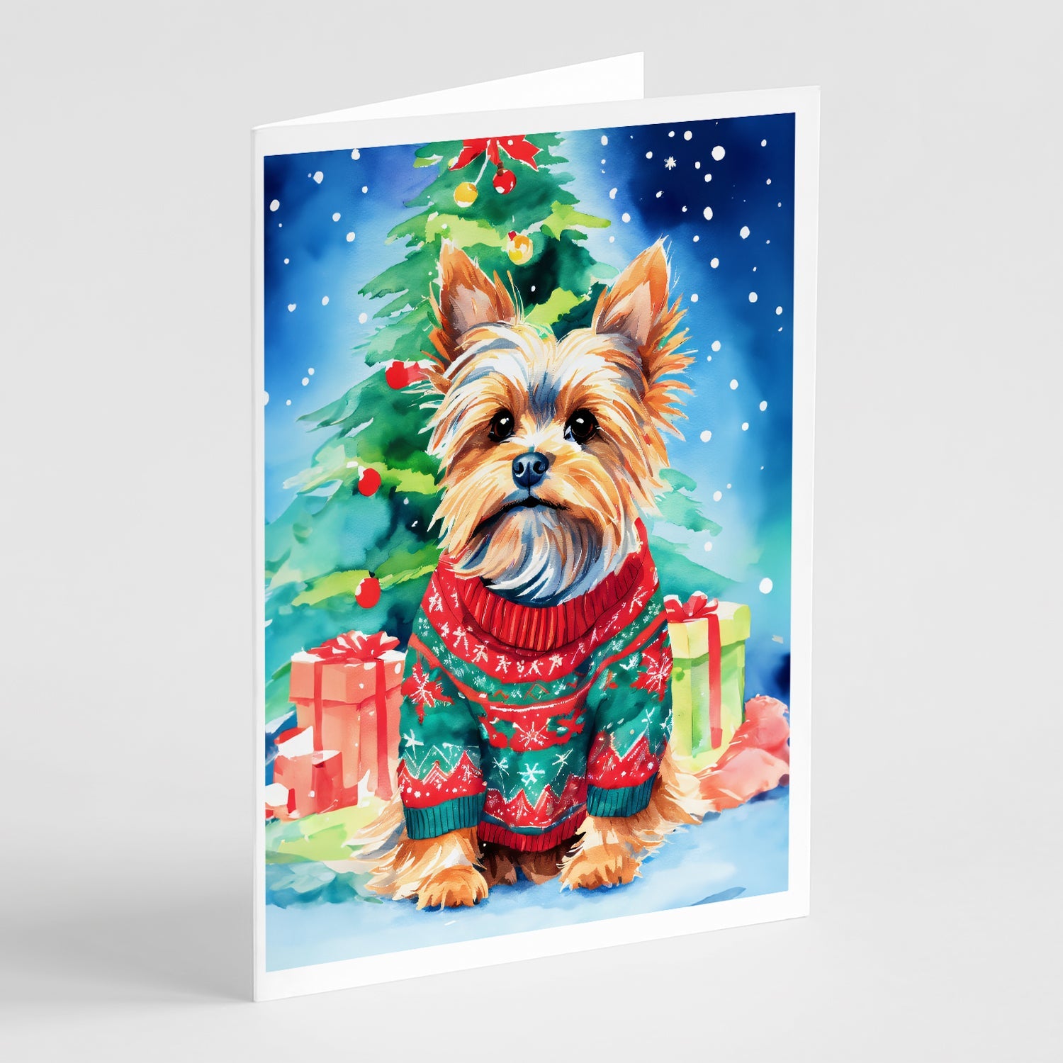 Yorkshire Terrier Yorkie Christmas Greeting Cards Pack of 8 Blank Cards with Envelopes Whimsical A7 Size 5x7