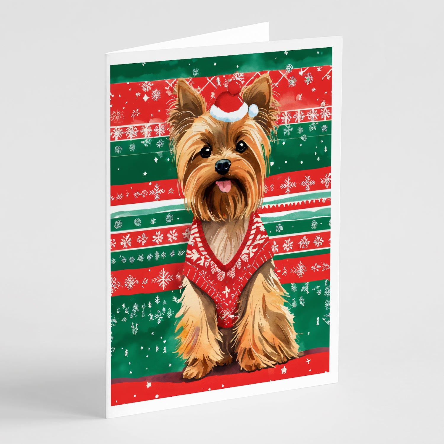 Yorkshire Terrier Yorkie Christmas Greeting Cards Pack of 8 Blank Cards with Envelopes Whimsical A7 Size 5x7