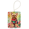 Yorkshire Terrier Yorkie Christmas Porcelain Ornament Christmas Tree Hanging Decorations for Home Christmas Holiday, Rectangle, Gift, Multicolor