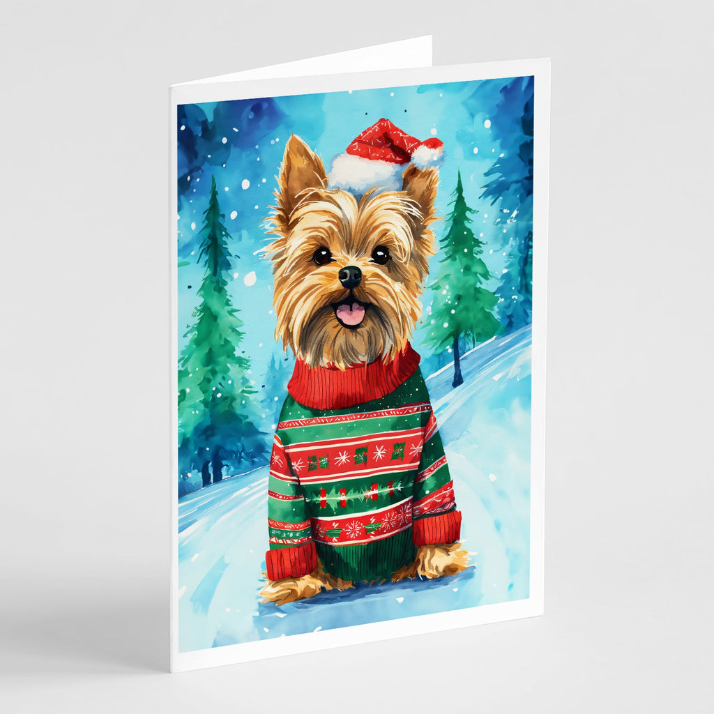 Yorkshire Terrier Yorkie Christmas Greeting Cards Pack of 8 Blank Cards with Envelopes Whimsical A7 Size 5x7