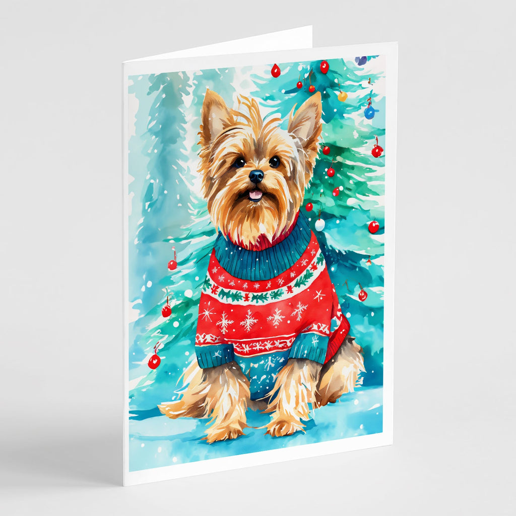 Yorkshire Terrier Yorkie Christmas Greeting Cards Pack of 8 Blank Cards with Envelopes Whimsical A7 Size 5x7