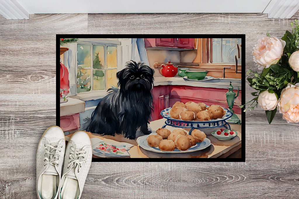 Affenpinscher Christmas Cookies Doormat Indoor Outdoor 18H X 27W Front Door Mat Rugs for Entryway, Non Slip Washable