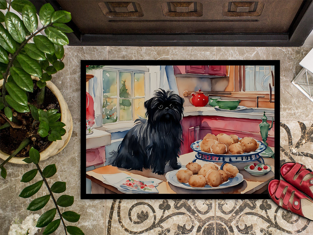 Affenpinscher Christmas Cookies Doormat Indoor Outdoor 18H X 27W Front Door Mat Rugs for Entryway, Non Slip Washable