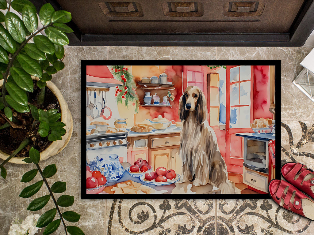 Afghan Hound Christmas Cookies Doormat Indoor Outdoor 24H X 36W Front Door Mat Rugs for Entryway, Non Slip Washable Low Pile,