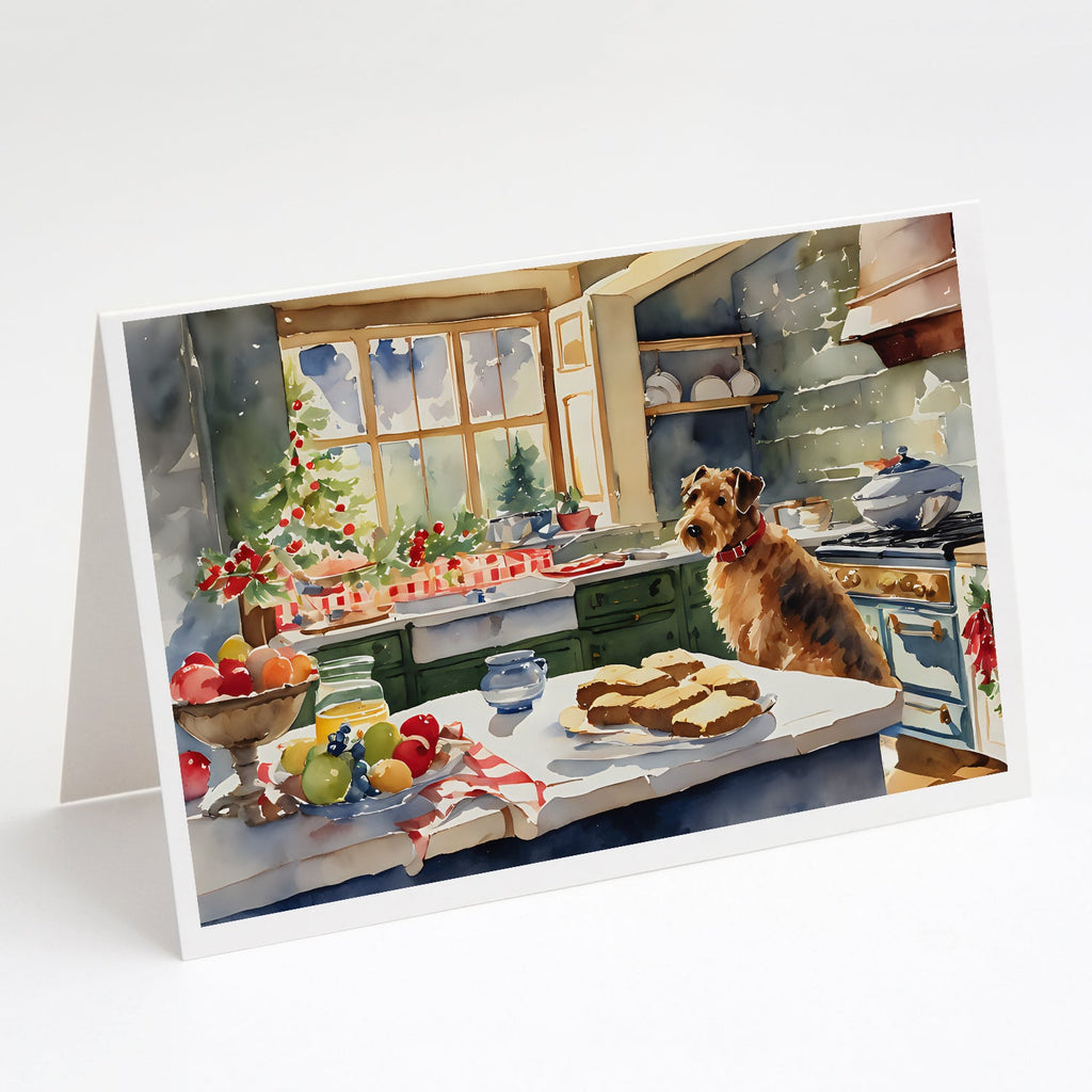 Airedale Terrier Christmas Cookies Greeting Cards Pack of 8 Blank Cards with Envelopes Whimsical A7 Size 5x7