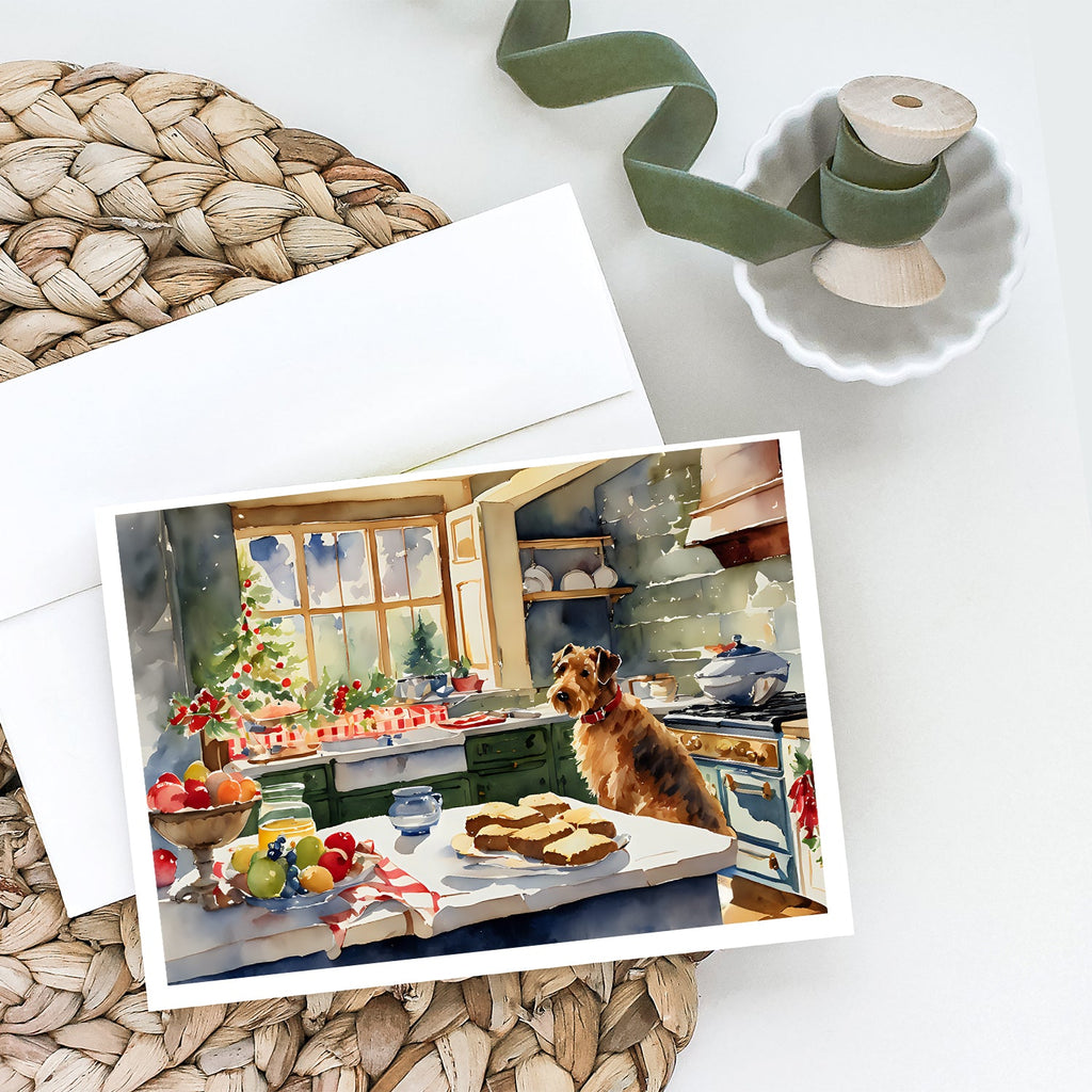 Airedale Terrier Christmas Cookies Greeting Cards Pack of 8 Blank Cards with Envelopes Whimsical A7 Size 5x7