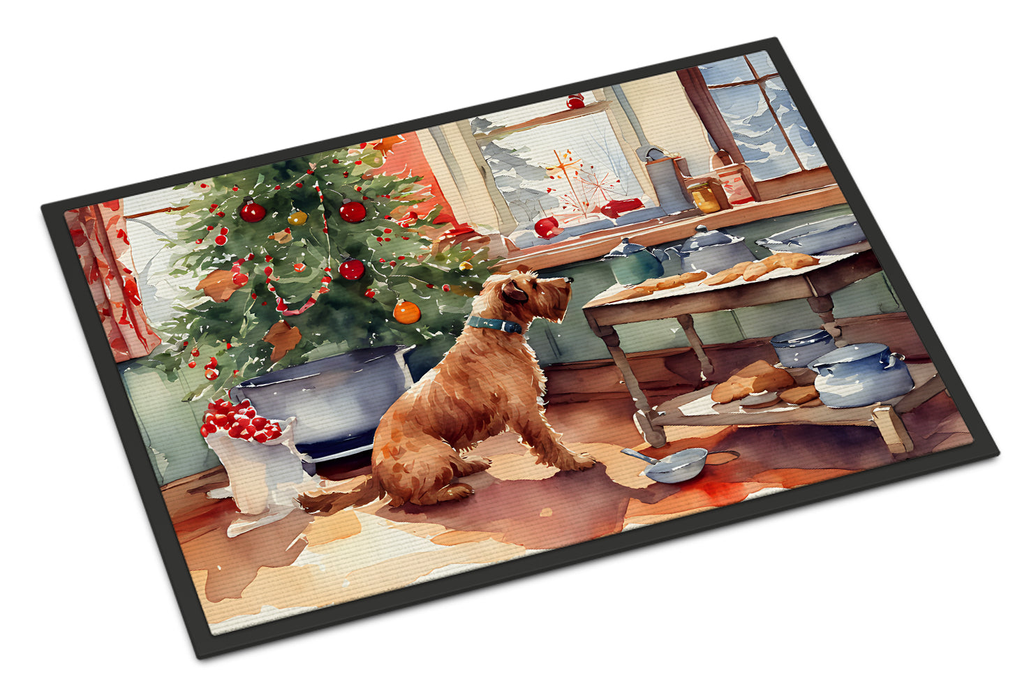 Airedale Terrier Christmas Cookies Doormat Indoor Outdoor 24H X 36W Front Door Mat Rugs for Entryway, Non Slip Washable Low Pile,