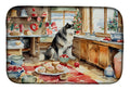Alaskan Malamute Christmas Cookies Dish Drying Mat Absorbent Dish Drying Mat Pad for Kitchen Counter Dish Drainer Mat for Countertop, 14 x 21", Multicolor