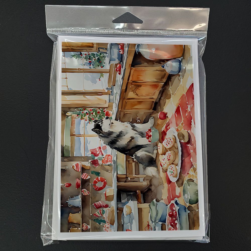Alaskan Malamute Christmas Cookies Greeting Cards Pack of 8 Blank Cards with Envelopes Whimsical A7 Size 5x7