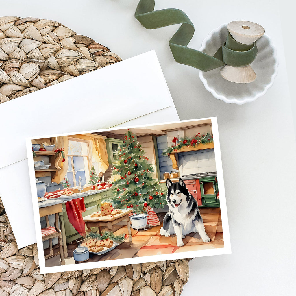 Alaskan Malamute Christmas Cookies Greeting Cards Pack of 8 Blank Cards with Envelopes Whimsical A7 Size 5x7