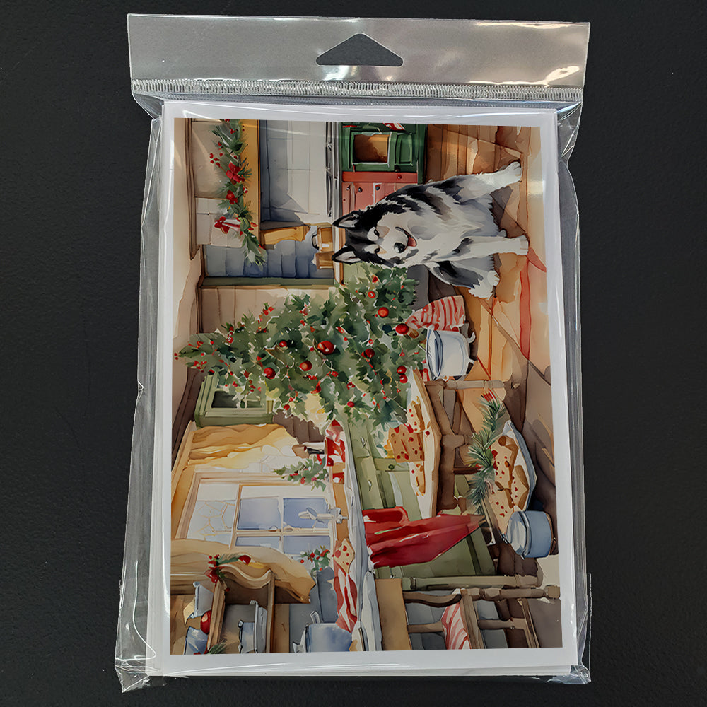 Alaskan Malamute Christmas Cookies Greeting Cards Pack of 8 Blank Cards with Envelopes Whimsical A7 Size 5x7
