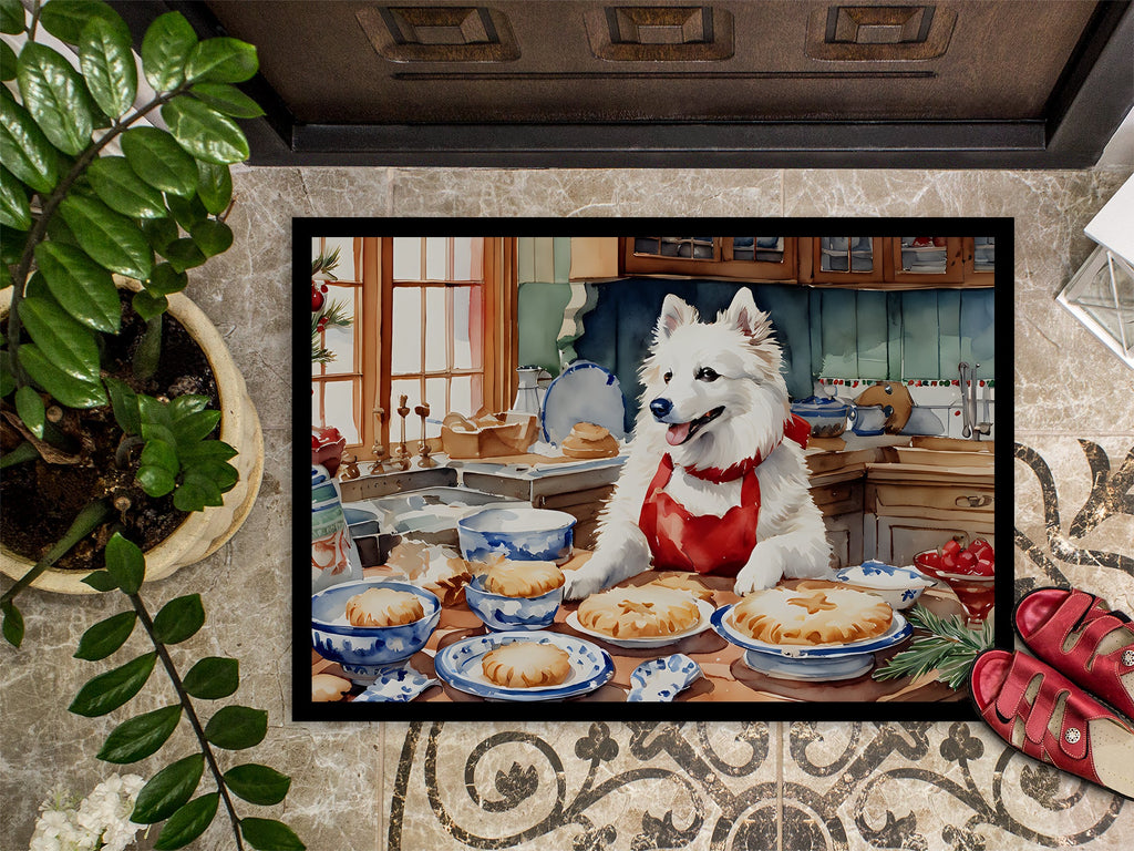 American Eskimo Christmas Cookies Doormat Indoor Outdoor 24H X 36W Front Door Mat Rugs for Entryway, Non Slip Washable Low Pile,